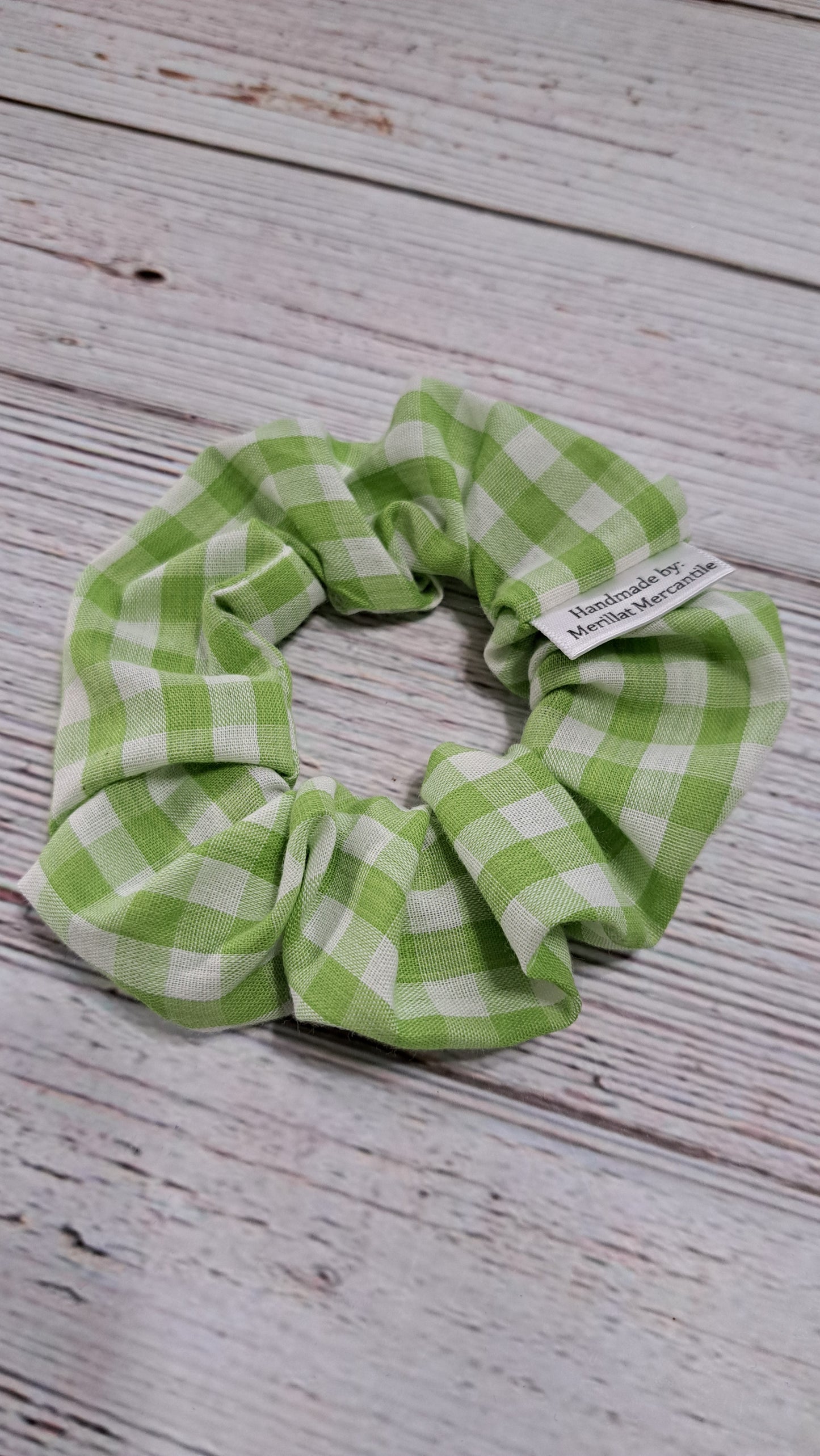 Green Gingham Scrunchie Set of 2