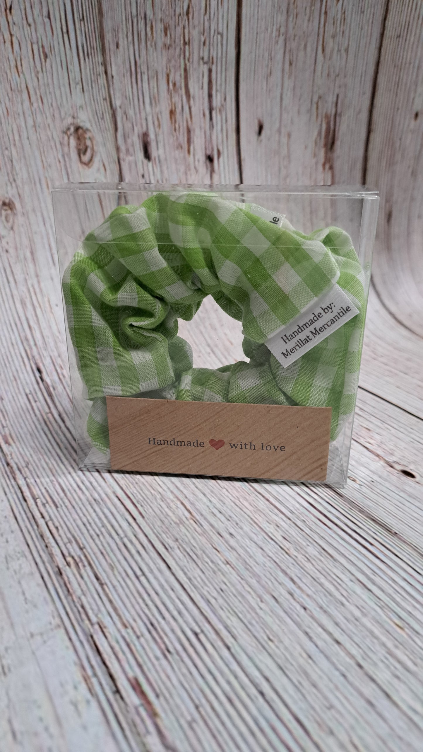 Green Gingham Scrunchie Set of 2