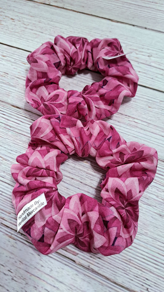 Dark Pink Floral Scrunchie Set of 2