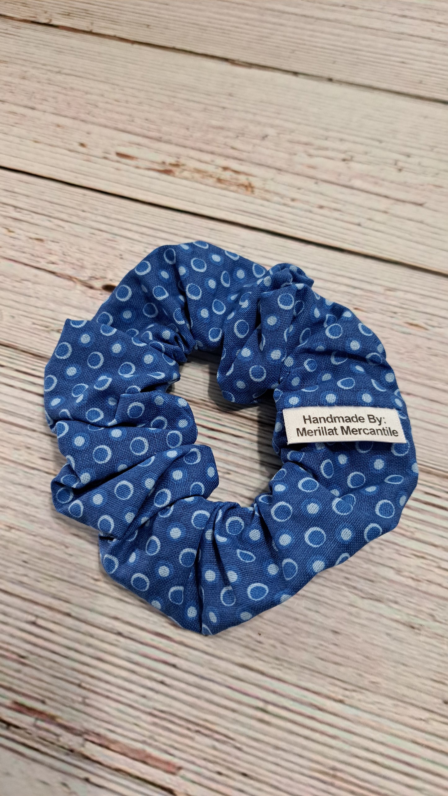 Blue Polkadot Scrunchie Set of 2