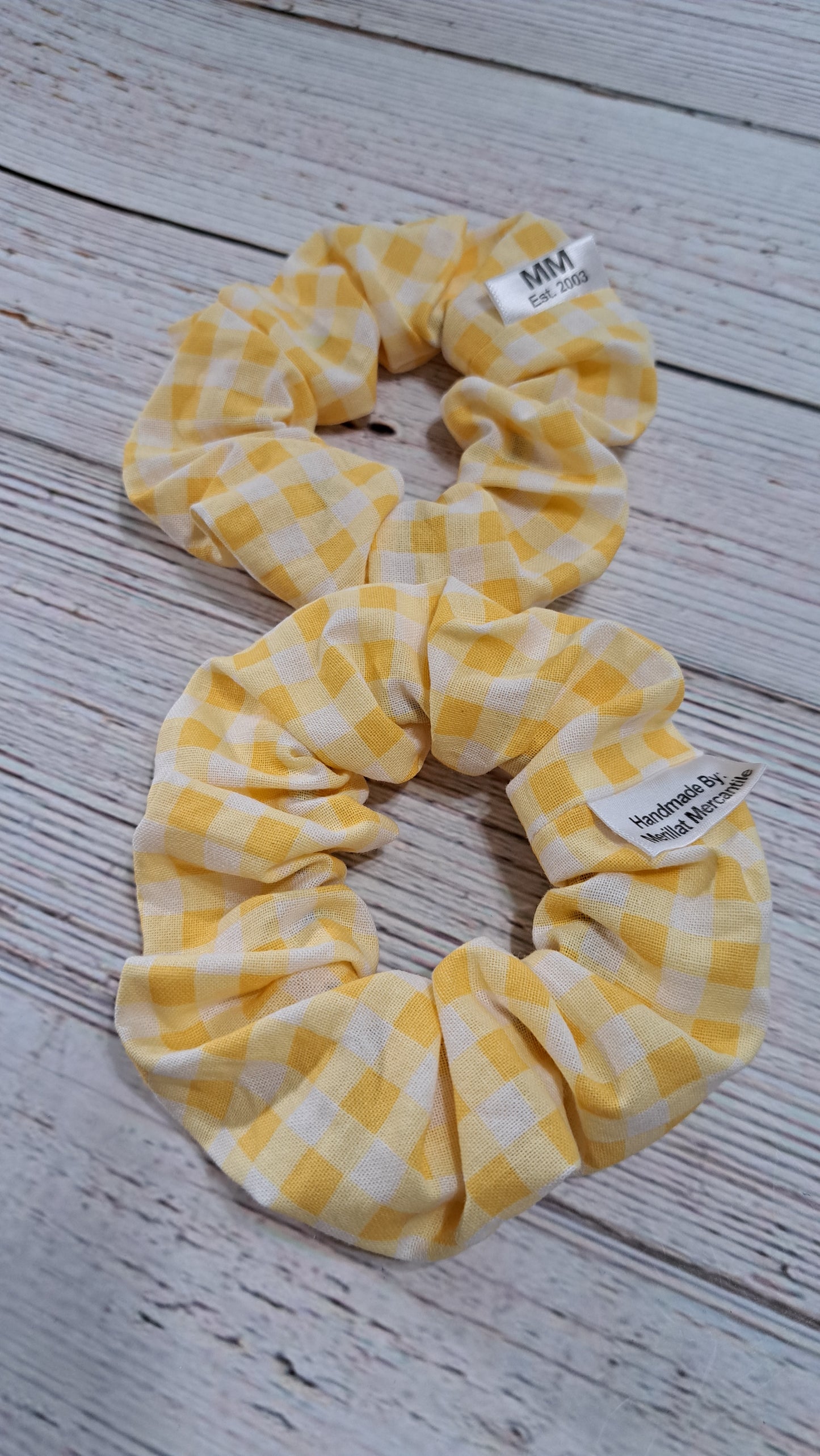 Yellow Gingham Scrunchie Set of 2