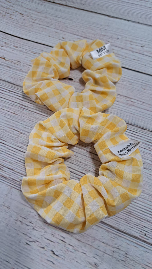 Yellow Gingham Scrunchie Set of 2