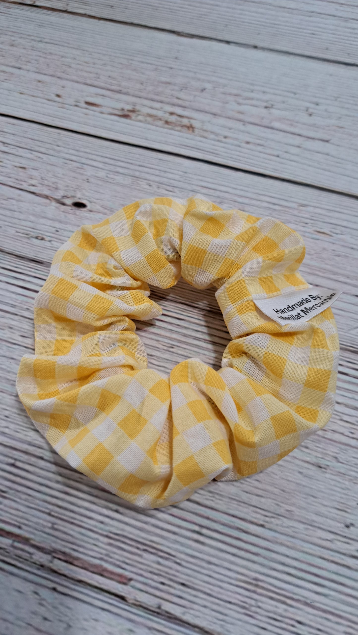 Yellow Gingham Scrunchie Set of 2