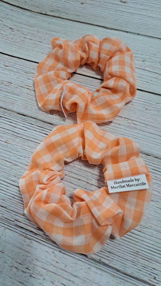 Orange Gingham Scrunchie Set of 2