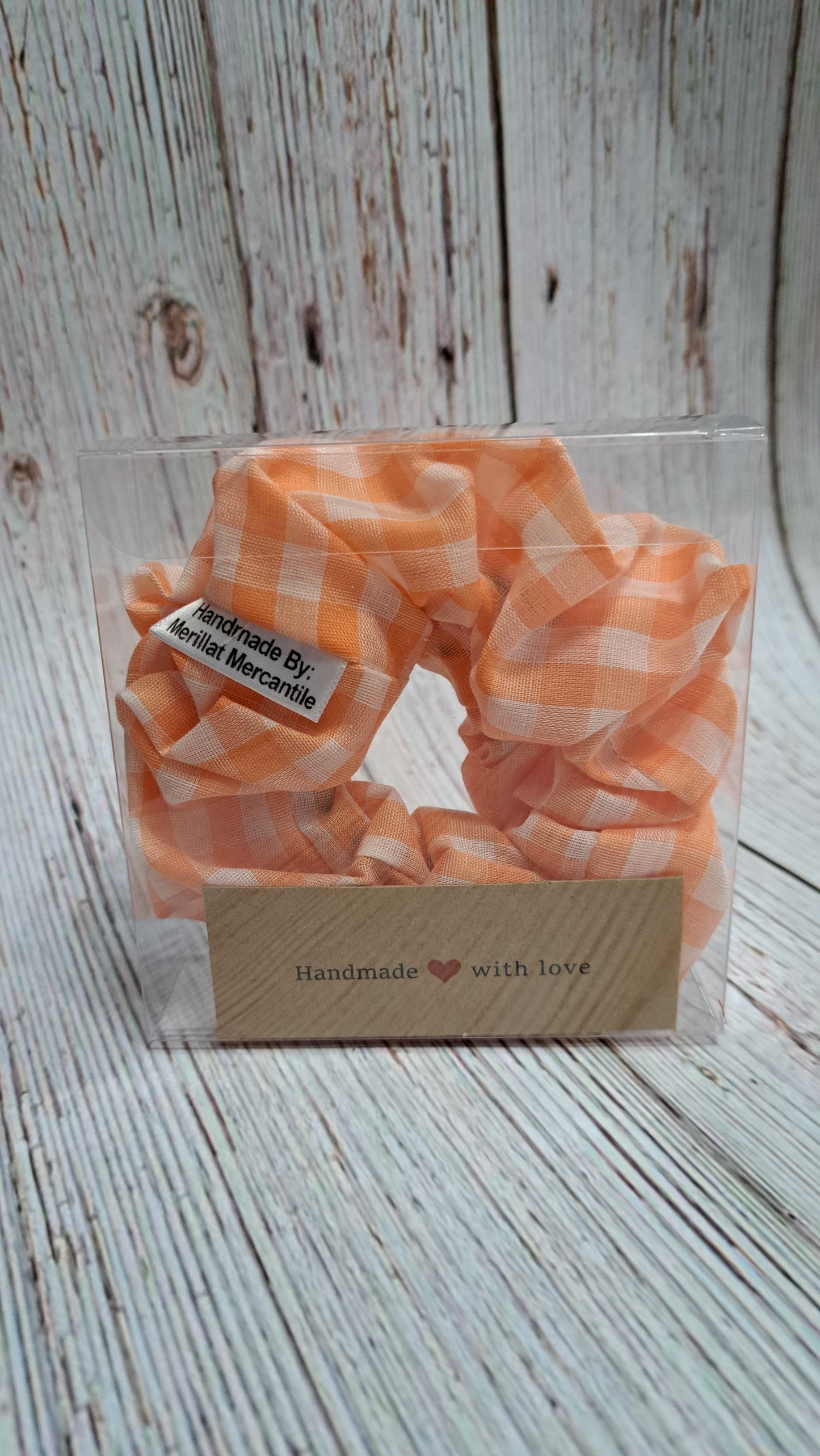 Orange Gingham Scrunchie Set of 2