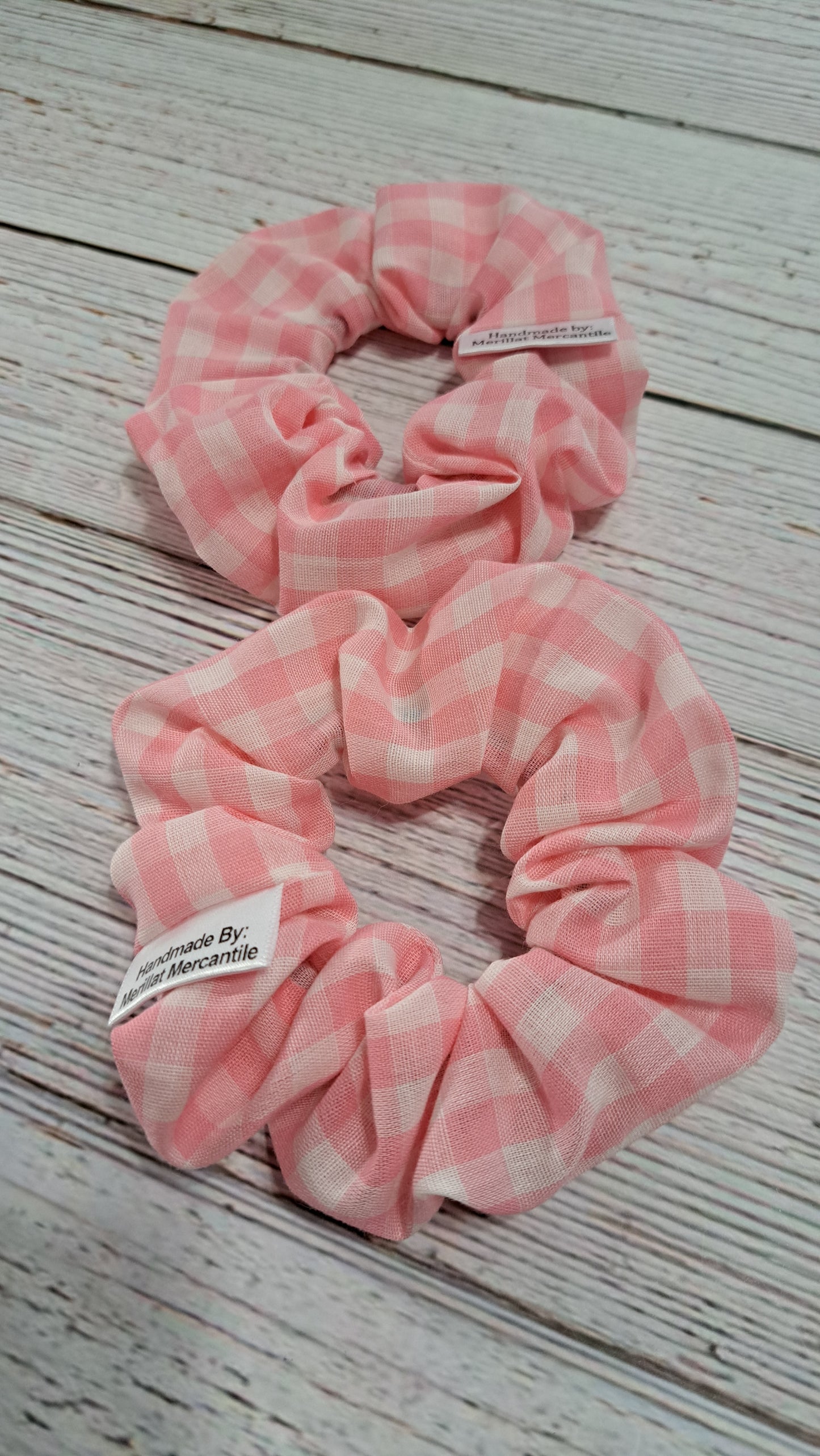 Pink Gingham Scrunchie Set of 2