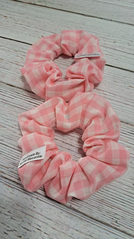 Pink Gingham Scrunchie Set of 2