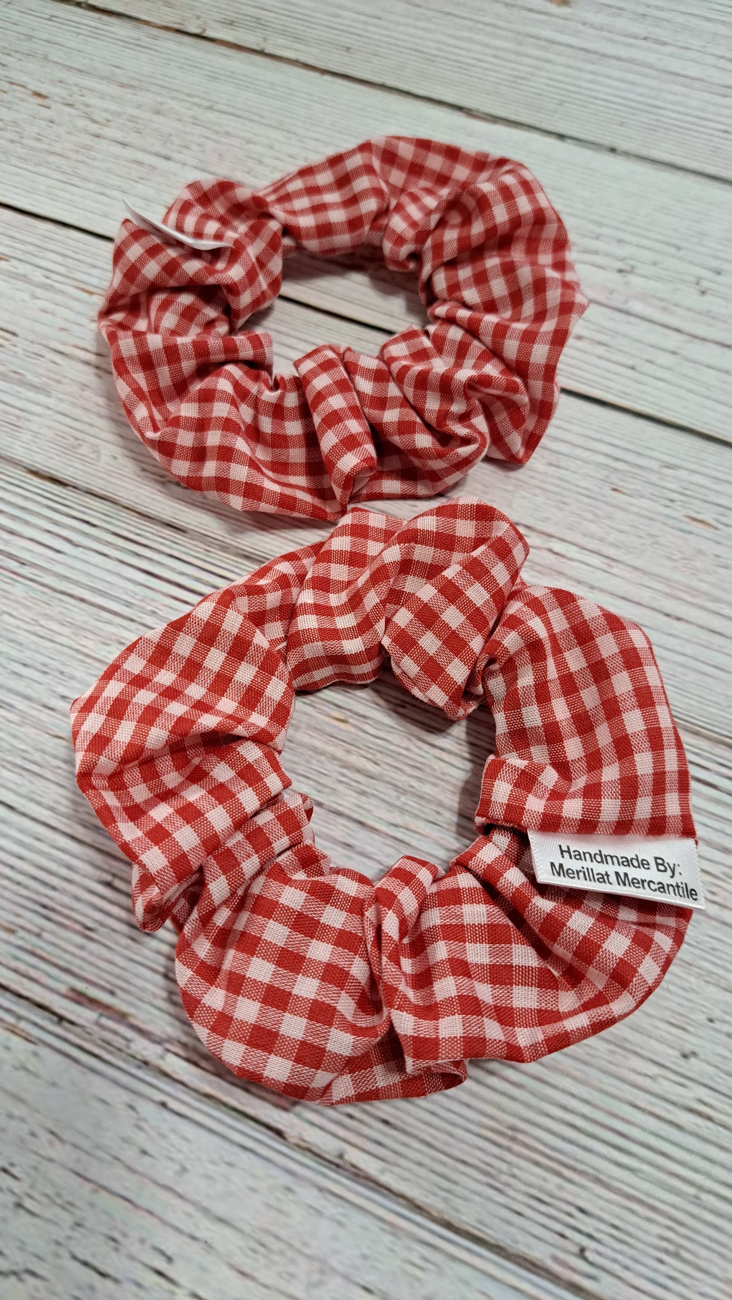 Red Gingham Scrunchie Set of 2