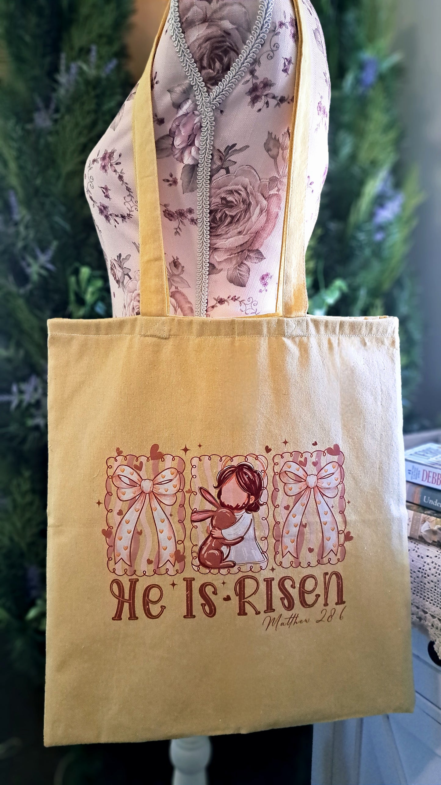 Butter Yellow He Is Risen Tote bag