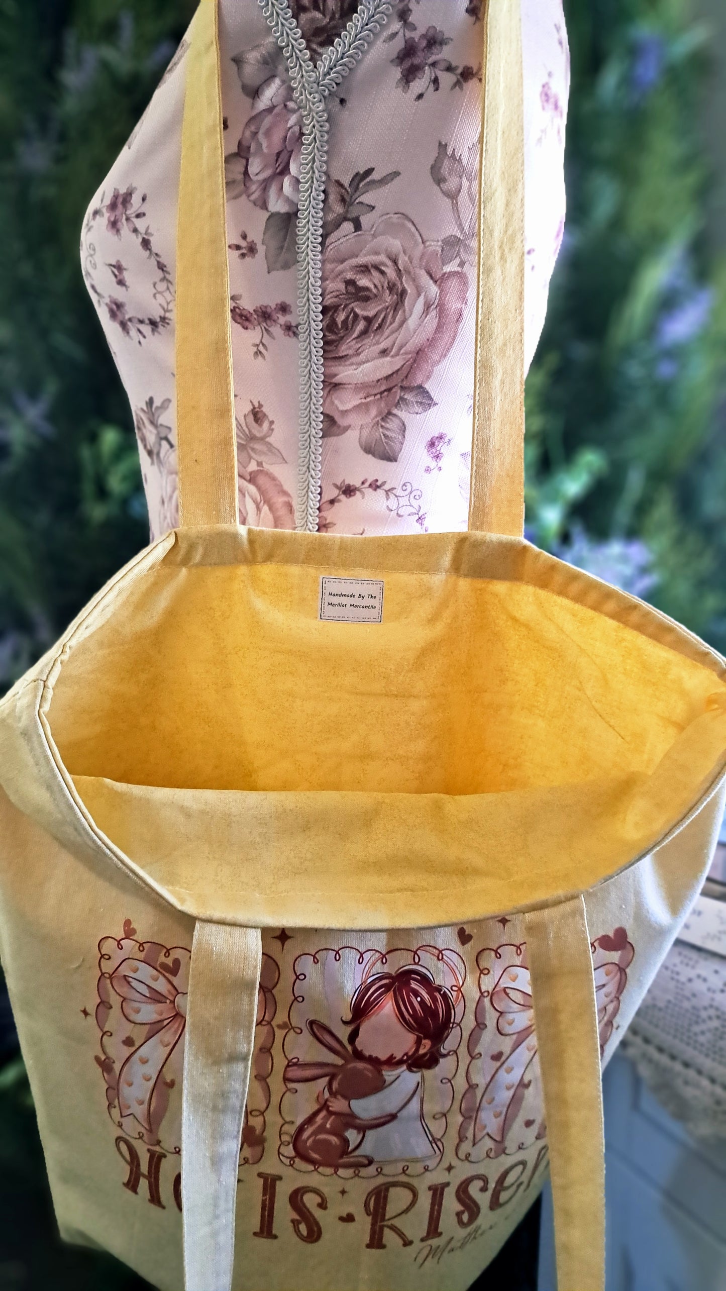 Butter Yellow He Is Risen Tote bag