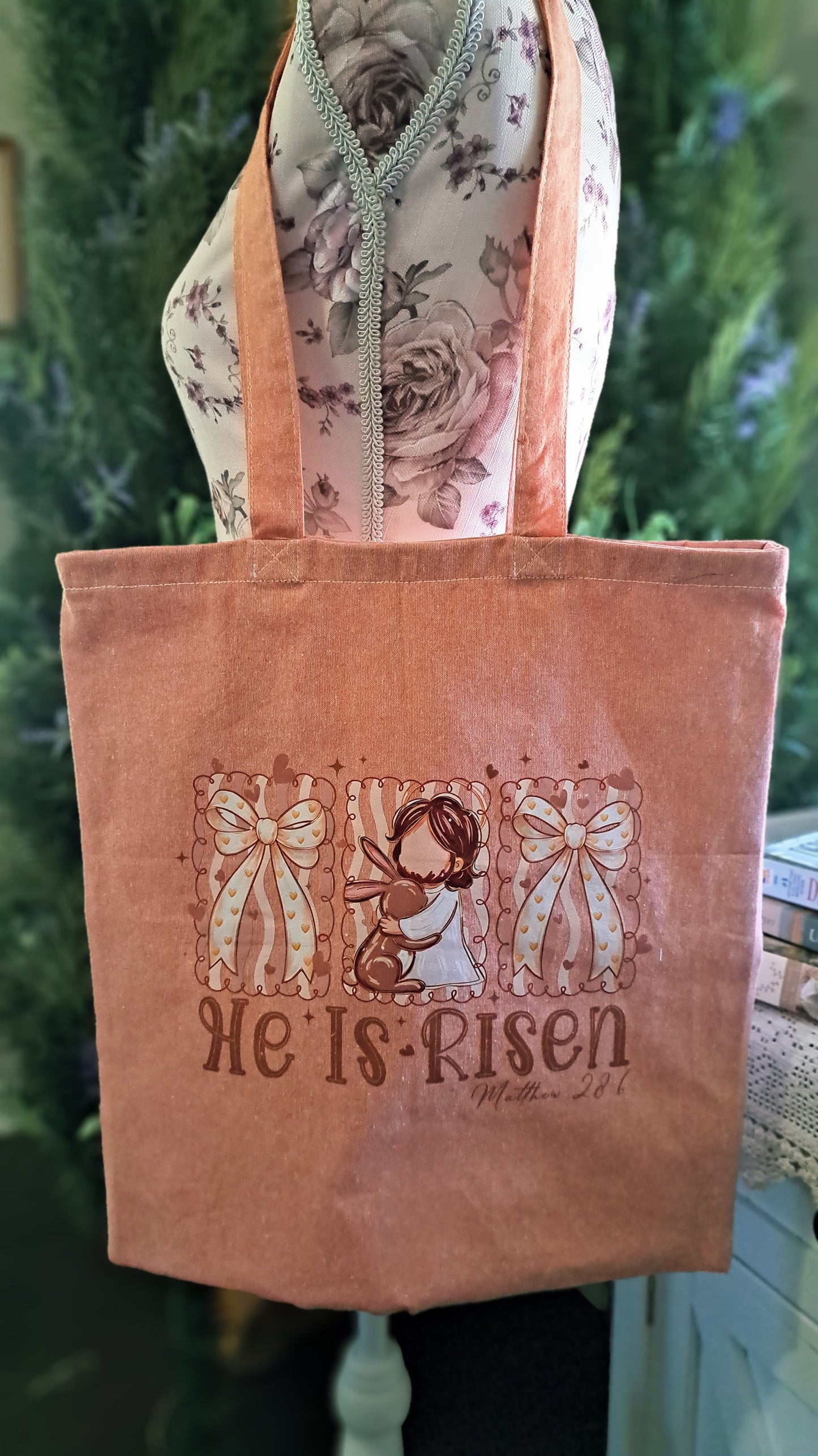 Pastel Peach He Is Risen Tote bag