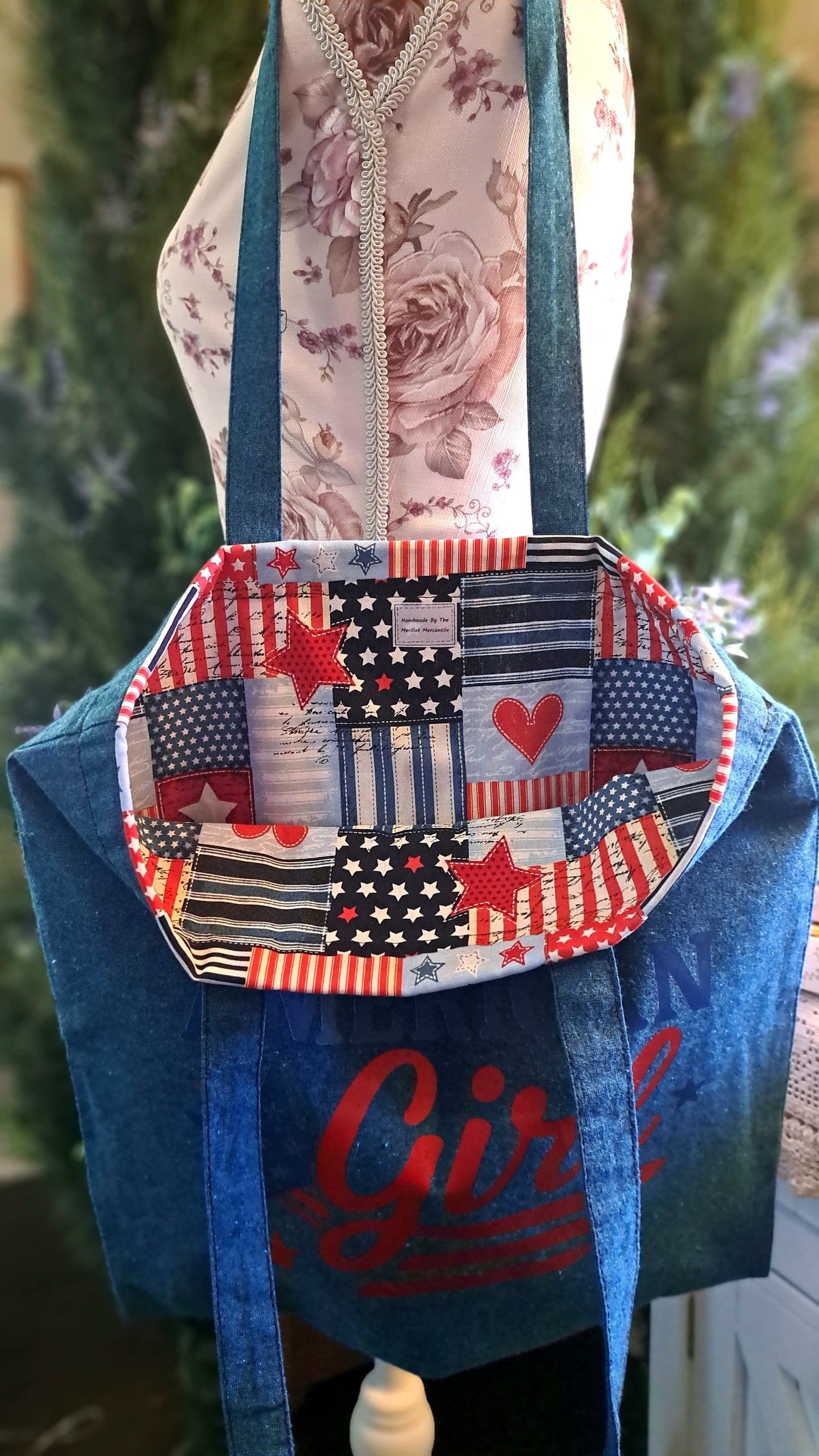 Dark Teal Blue All American Girl Tote Bag