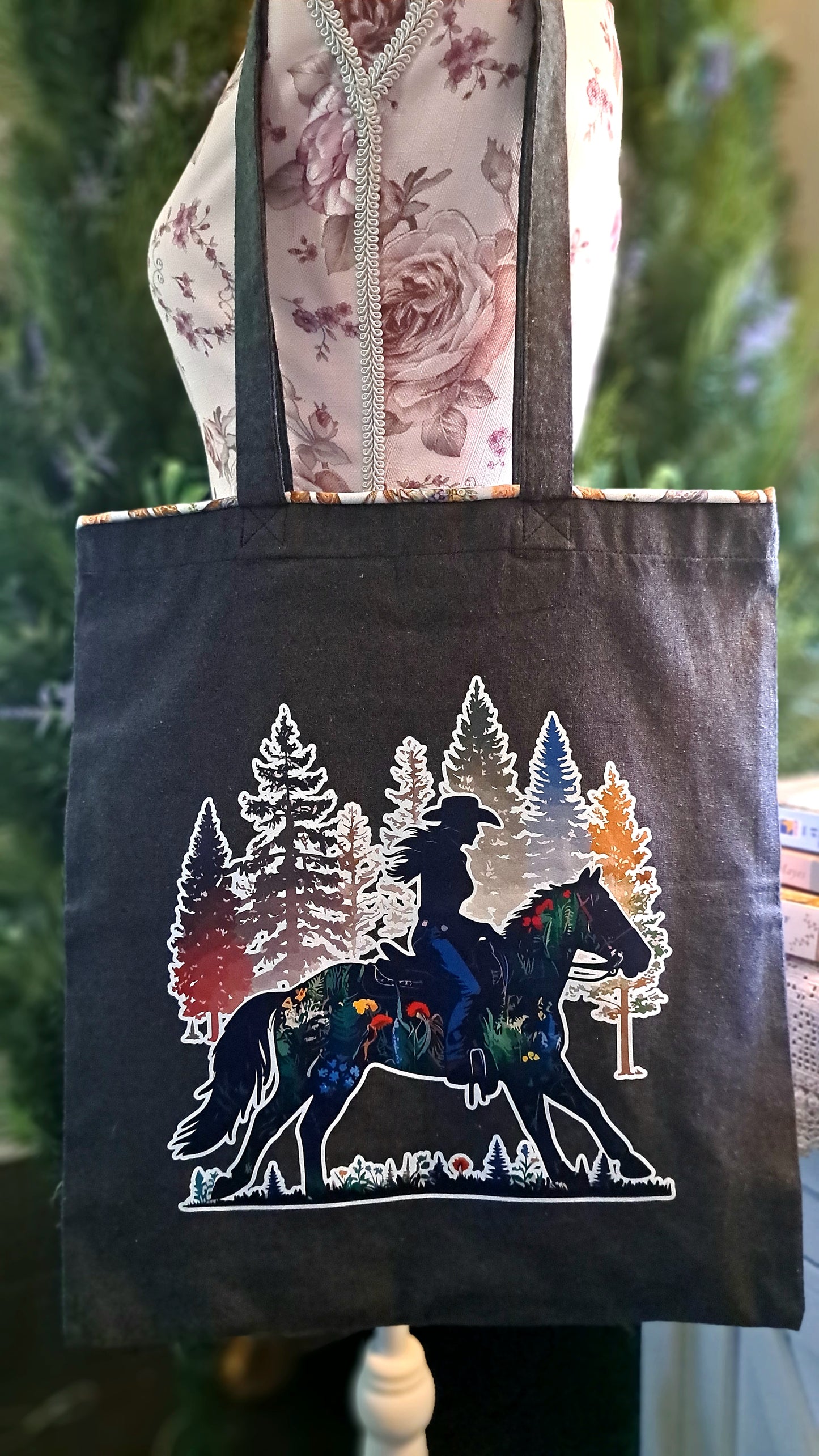 Dark Gray Cowgirl Tote Bag