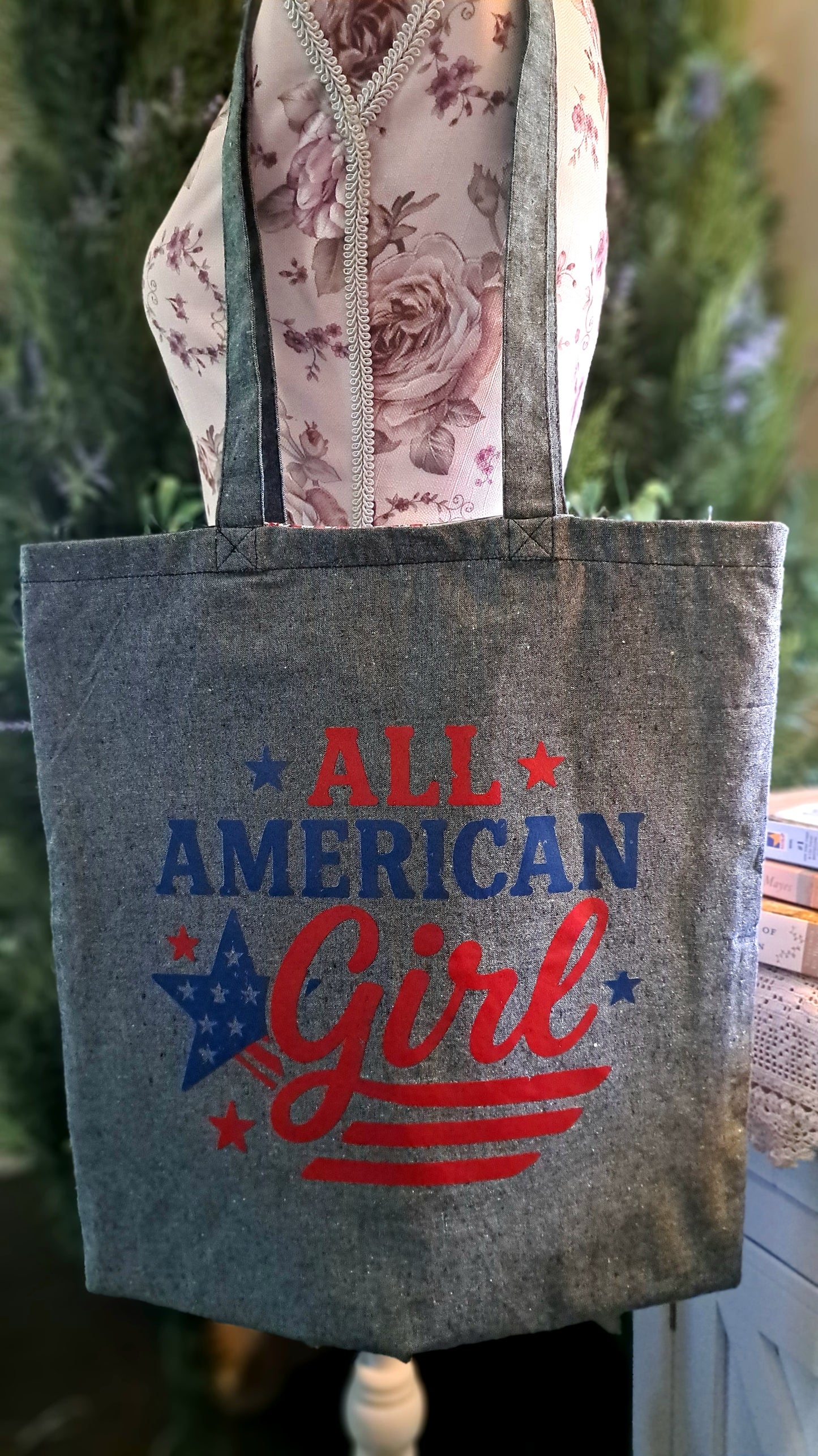 Gray All American Girl Tote Bag