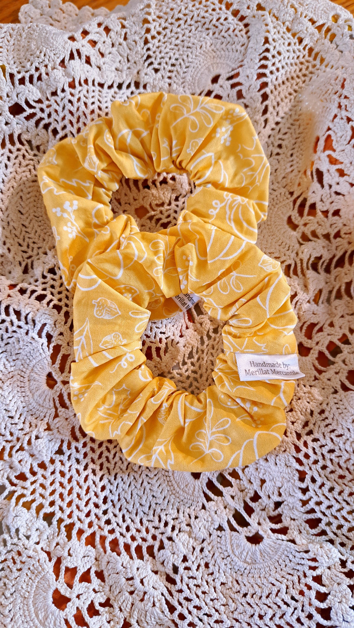 Golden Harvest Pumpkin Scrunchies Set of 2