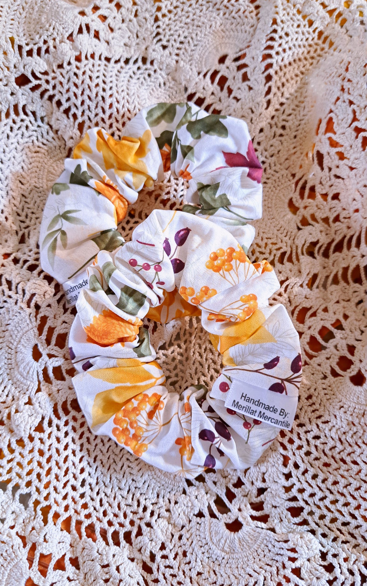 Autumn Floral Scrunchies Set of 2