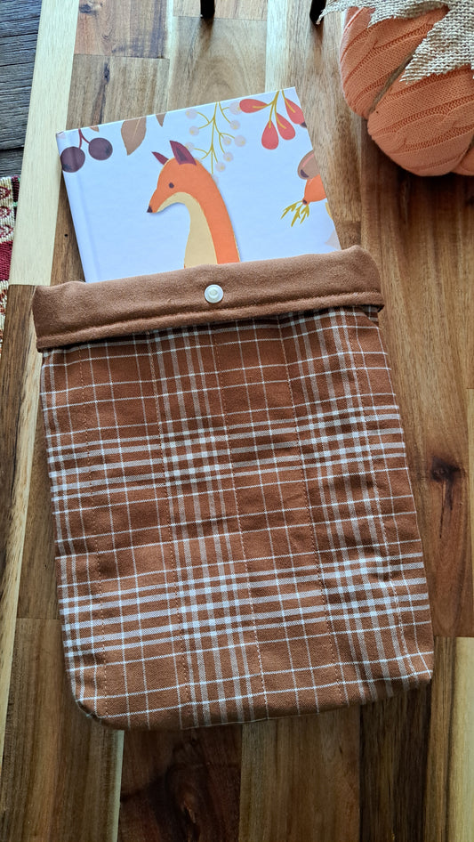 Kindle-Book-Tablet Pouch - Chestnut Plaid