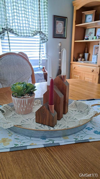 Set of Copper Chimney Candle Cottages Golden Mahogany GMSet1