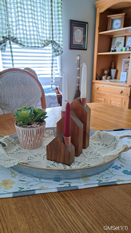 Set of Copper Chimney Candle Cottages Golden Mahogany GMSet1