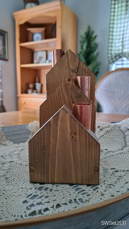 Set of Copper Chimney Candle Cottages Special Walnut SWSet2
