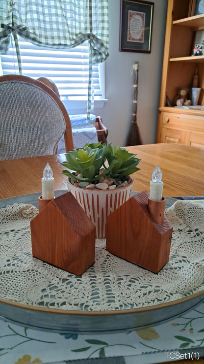 Set of Copper Chimney Candle Cottages Traditional Cherry TCSet1