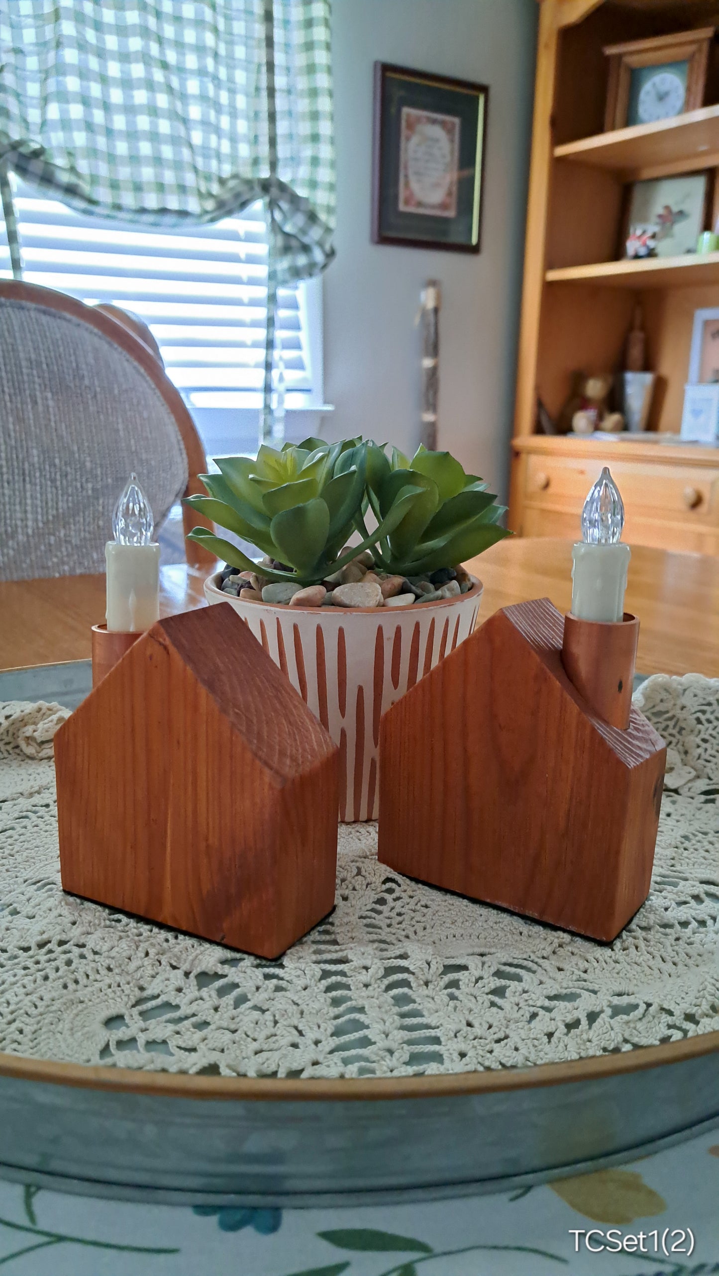 Set of Copper Chimney Candle Cottages Traditional Cherry TCSet1
