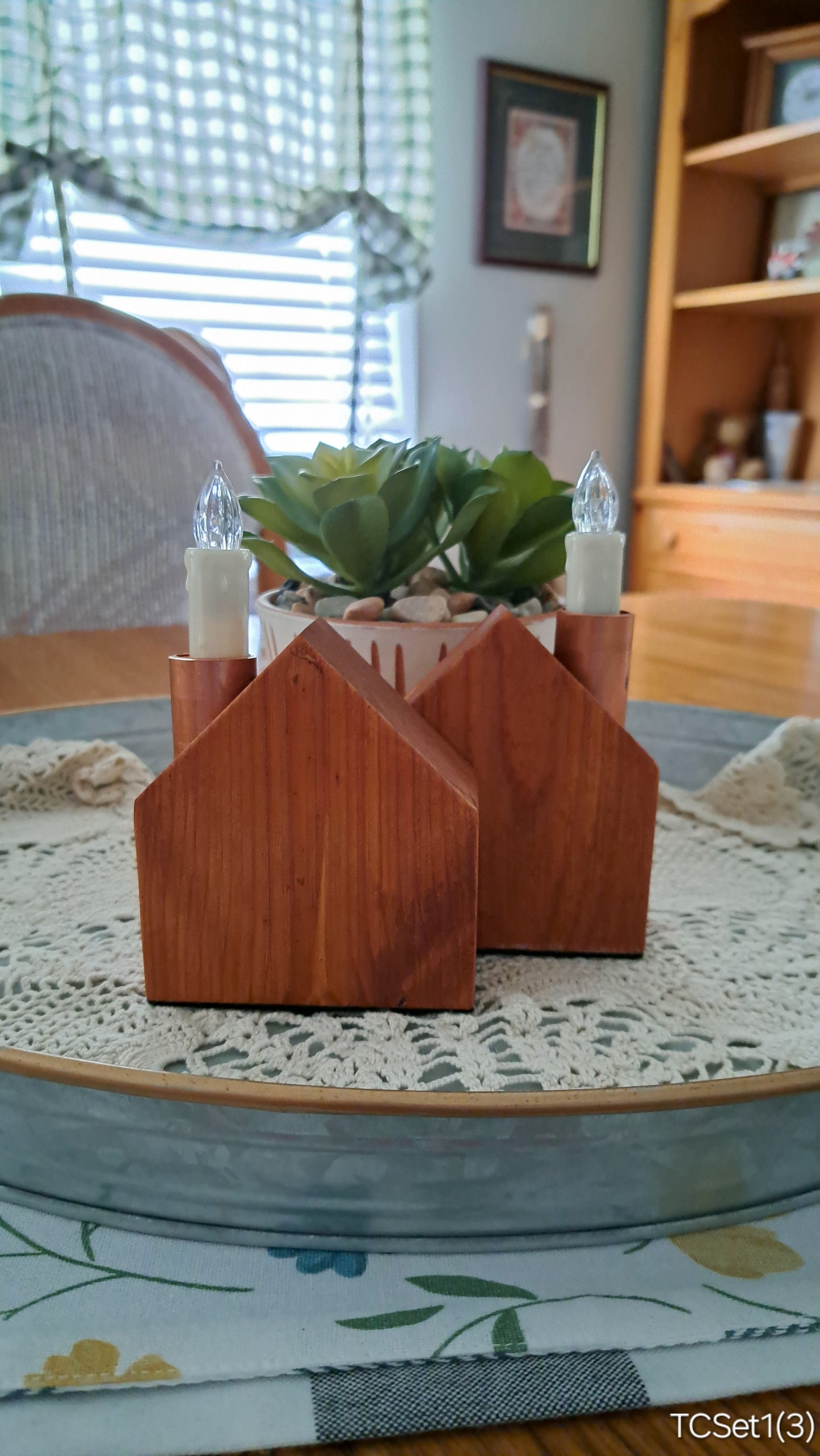 Set of Copper Chimney Candle Cottages Traditional Cherry TCSet1