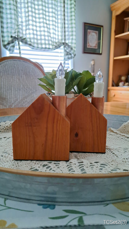 Set of Copper Chimney Candle Cottages Traditional Cherry TCSet2