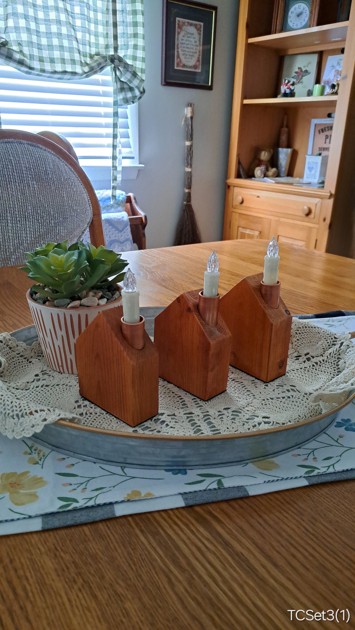 Set of Copper Chimney Candle Cottages Traditional Cherry TCSet3