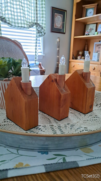 Set of Copper Chimney Candle Cottages Traditional Cherry TCSet3