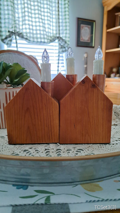 Set of Copper Chimney Candle Cottages Traditional Cherry TCSet3