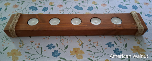 Quintuple Tea Light Candle Holder American Walnut