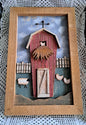 Primitive Framed Wood Art-Barn/Sheep/Chickens