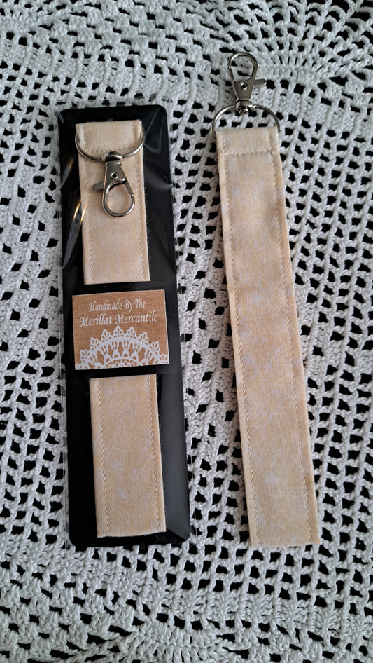 Cotton Beige Rose Key Wristlet