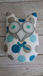Blue & Gray Polkadot Plush Owl