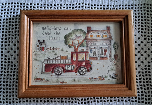 Primitive Framed Art-Firefighters Can Take The Heat