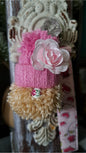 Yarn Gnome Key/Bag Charm with Light Pink Rose