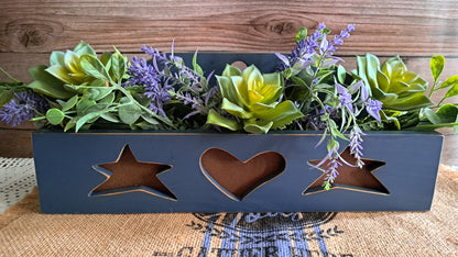 Stars & Hearts Blue Wood Decor