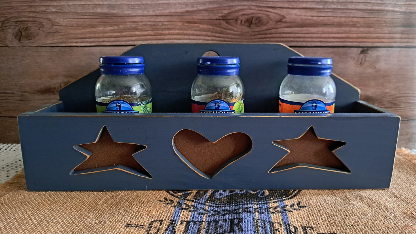 Stars & Hearts Blue Wood Decor