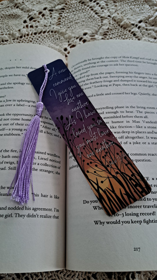 Metal Sunset Bookmark Scripture John 13:34