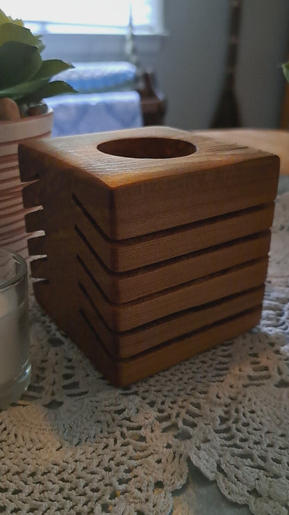 Red Cedar Slotted Votive Candle Holder