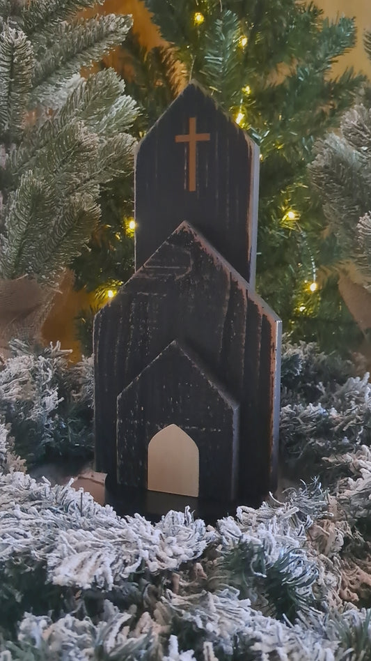 Cottage Reclaimed Pine Wood Weathered Church (charcoal)