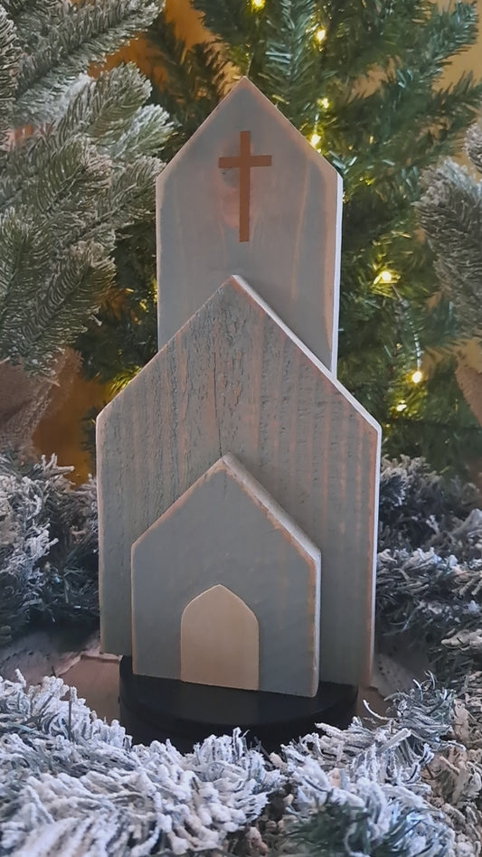 Cottage Reclaimed Pine Wood Weathered Church (patina green)