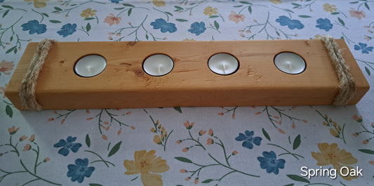Quadruple Tea Light Candle Holder Spring Oak